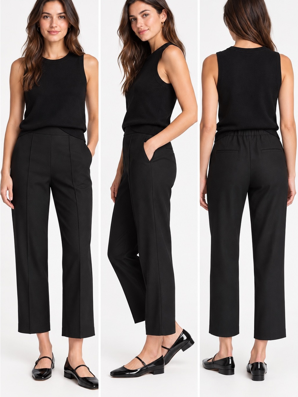 NWT! Vince Black Italian Wool-Blend Cropped Pull-On Pants – XXS